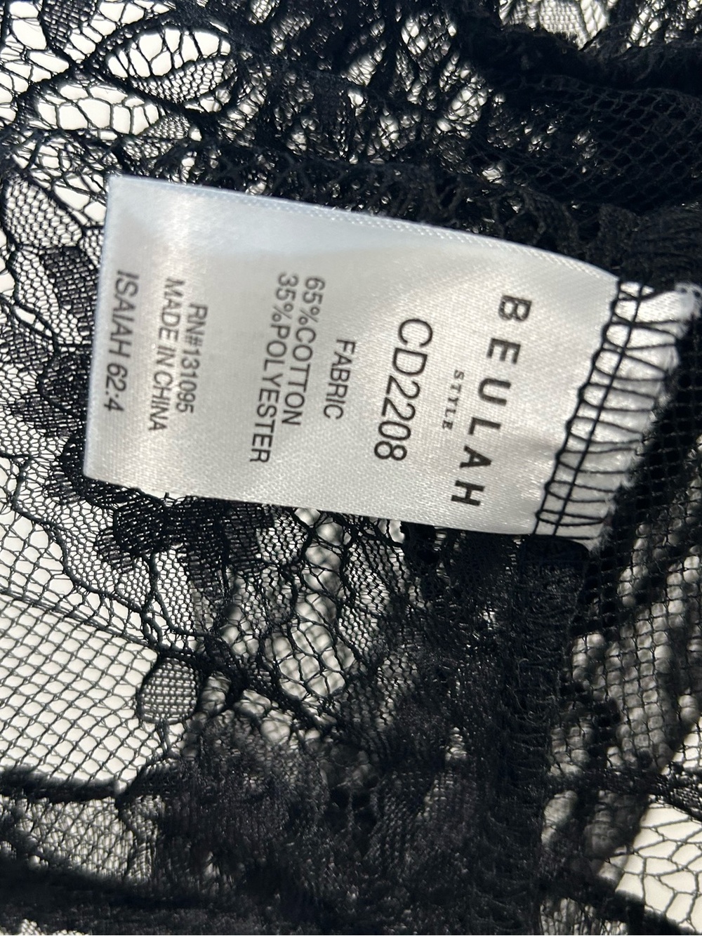 Beulah Black Sheer Lace Tie-Neck Blouse - Picture 12 of 12